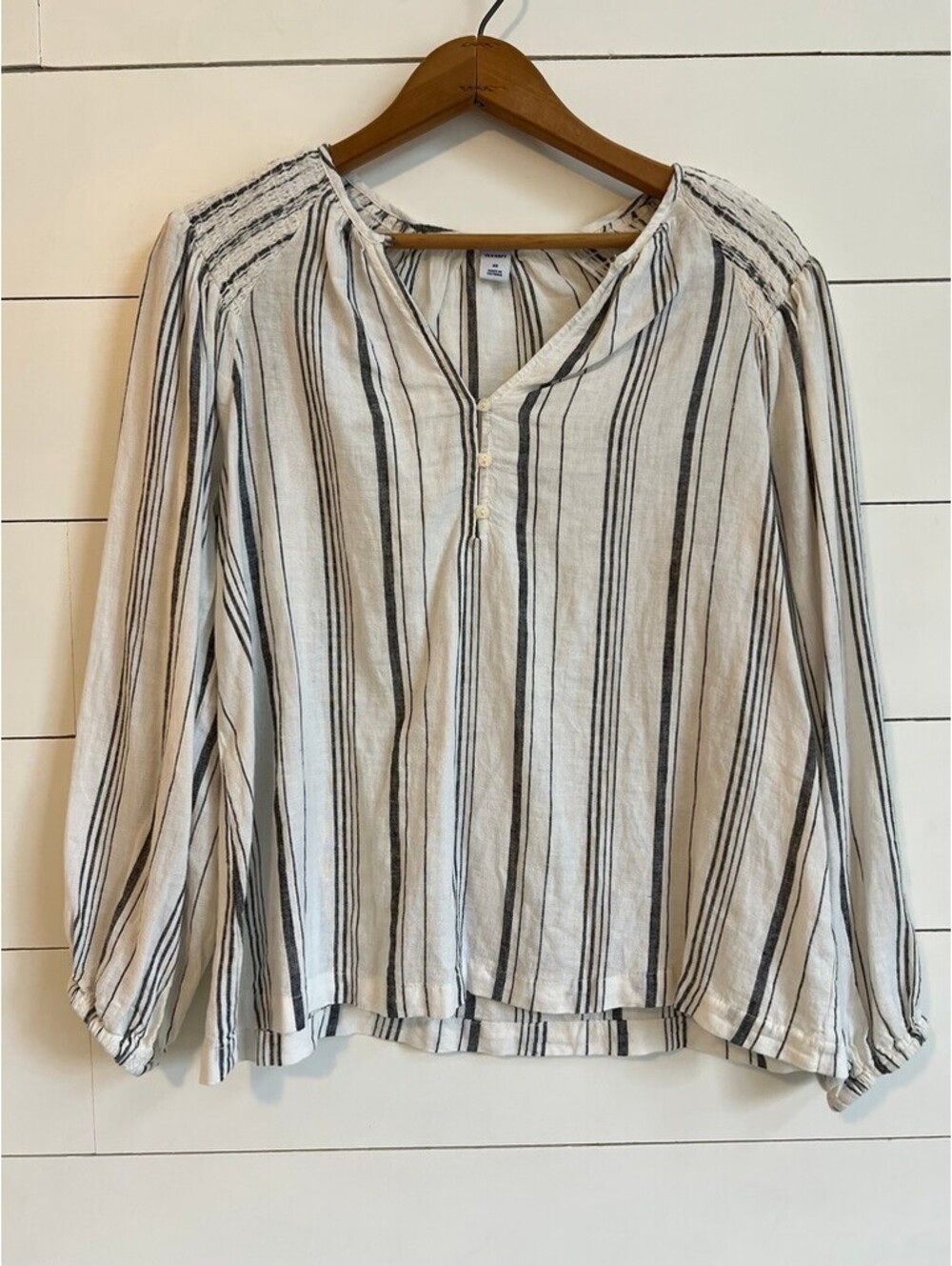 Old Navy Striped Linen Blend Blouse Women's Size XS Minimalist Business Casual